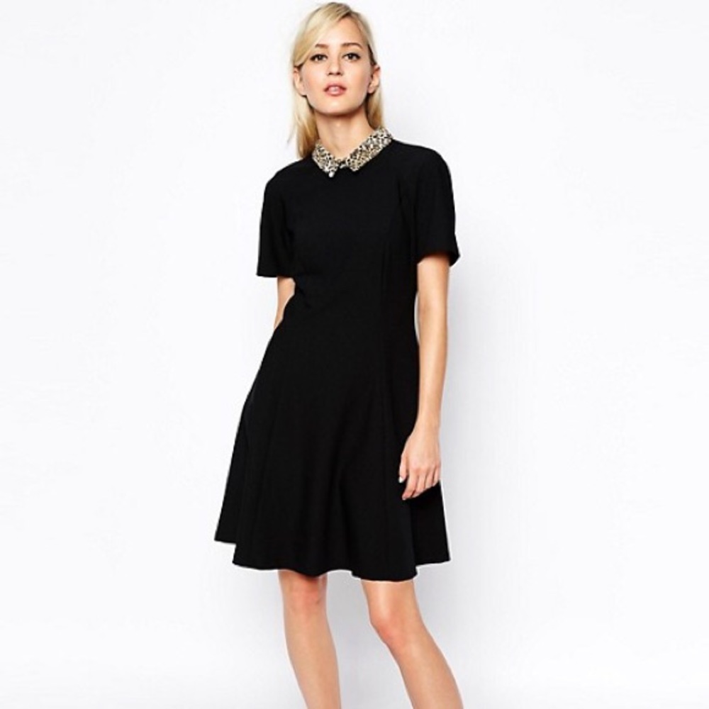River island skater mini dress with leopard collar - Picture 2 of 4